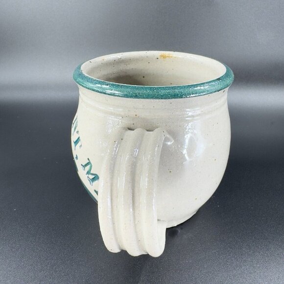 1998 La Crescent Mn Stoneware Pottery Coffee Mug Cup Gray Green Glaze Signed - Picture 12 of 16